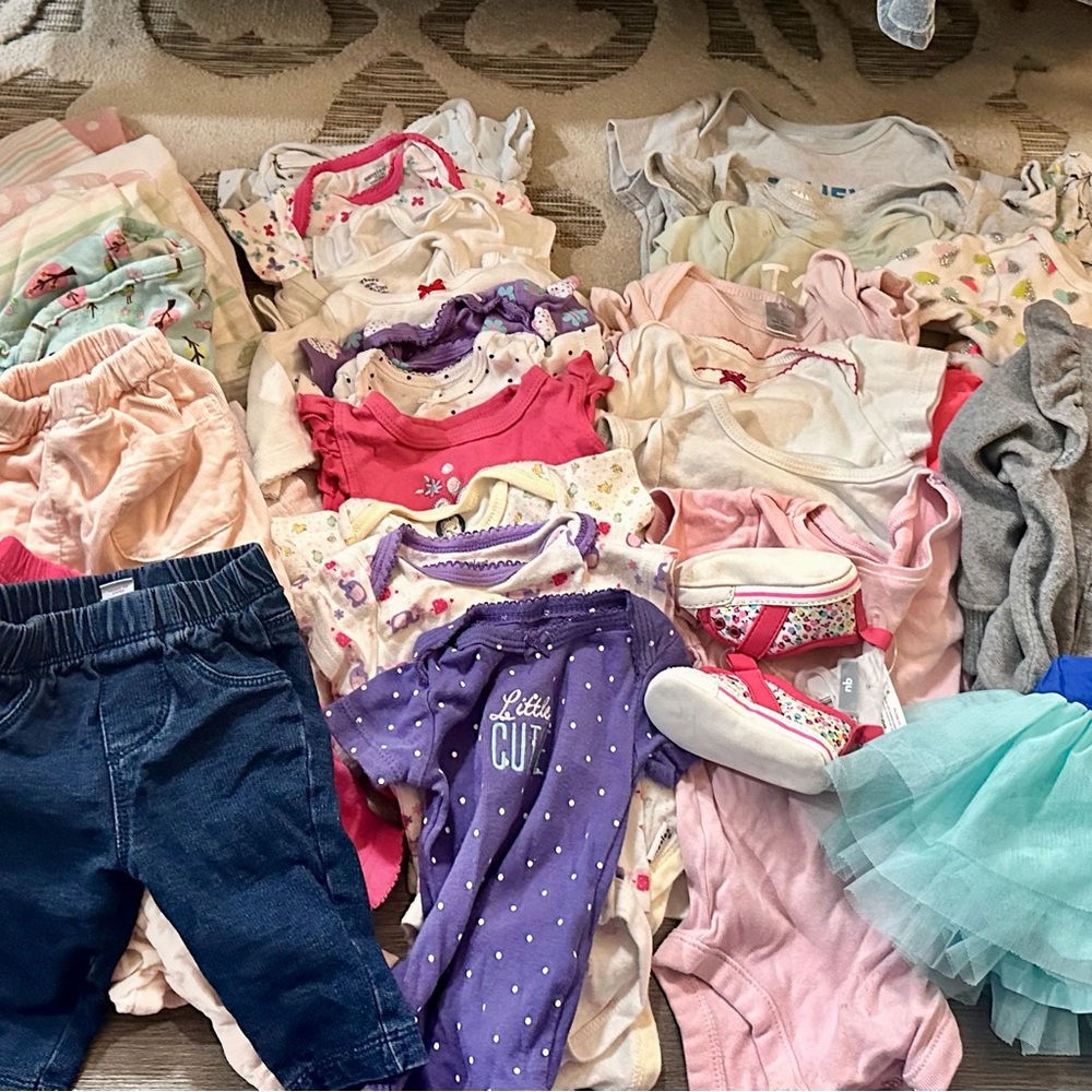 **Sold** Baby Clothing Bundle with Purple and Pink Outfits